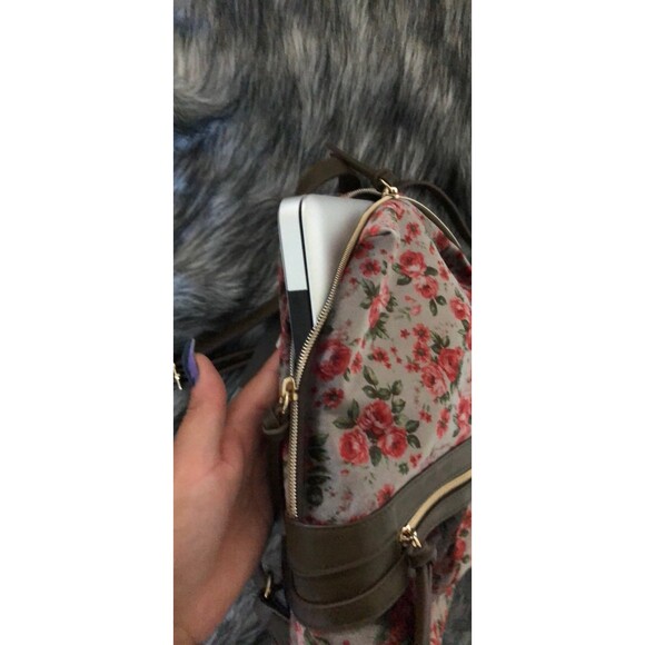 Super cute Grey Velvet Floral Backpack main image 11